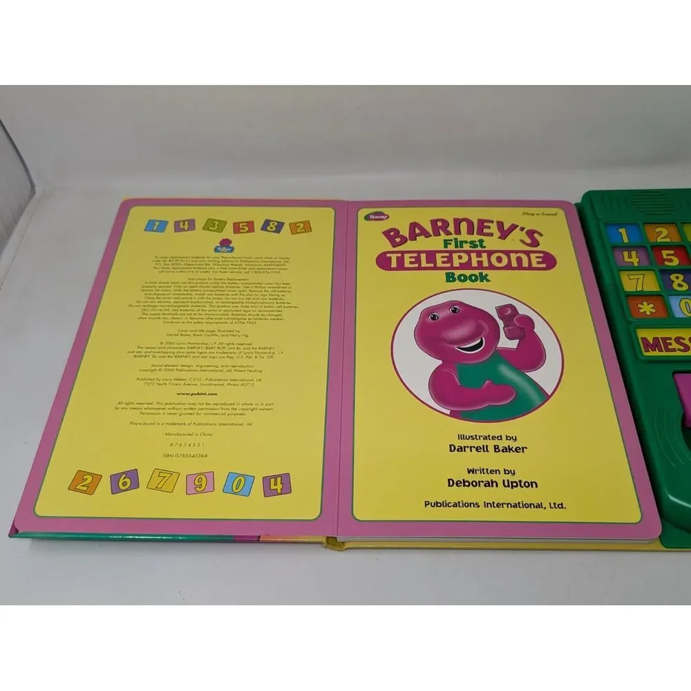 Vintage Barney's First Telephone Book‎ 2000 Untested Broken As-is